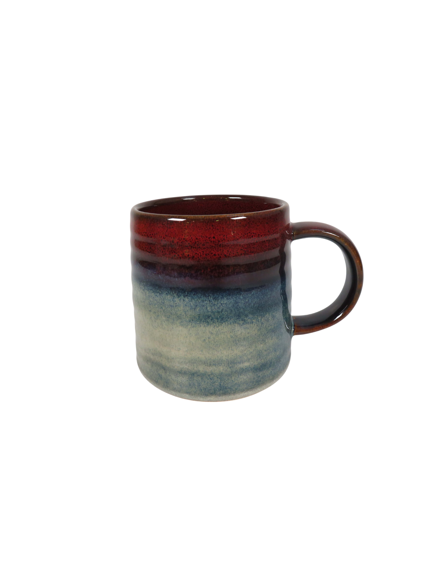 Reactive Glaze Wiped Edge Mug in Blue/Red