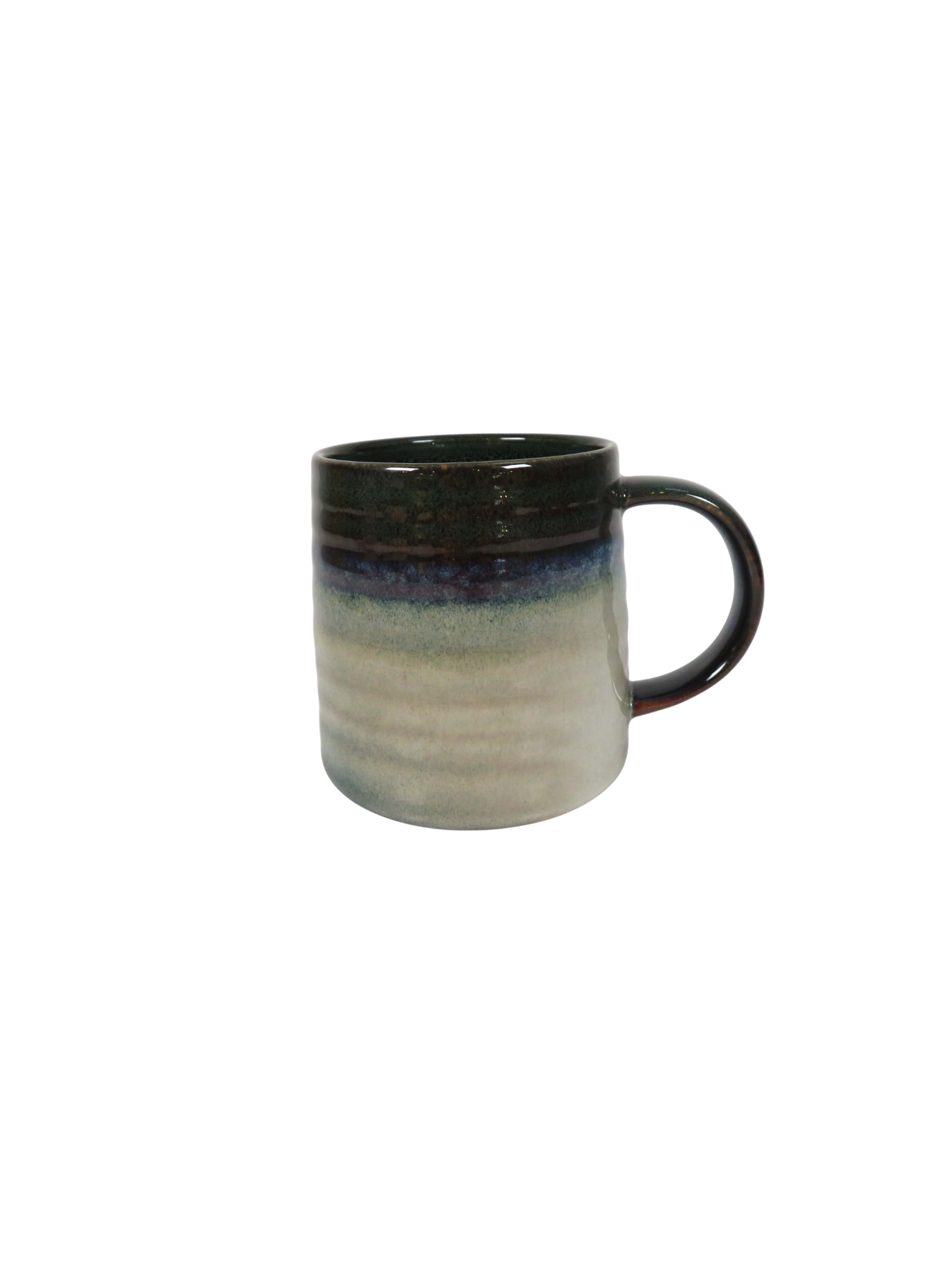 Reactive Glaze Wiped Edge Mug in Cream/Blue