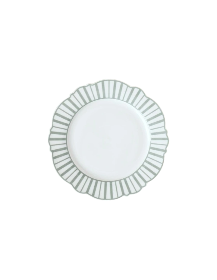 Spring Cake Plate Set of 4 - Green Stripe