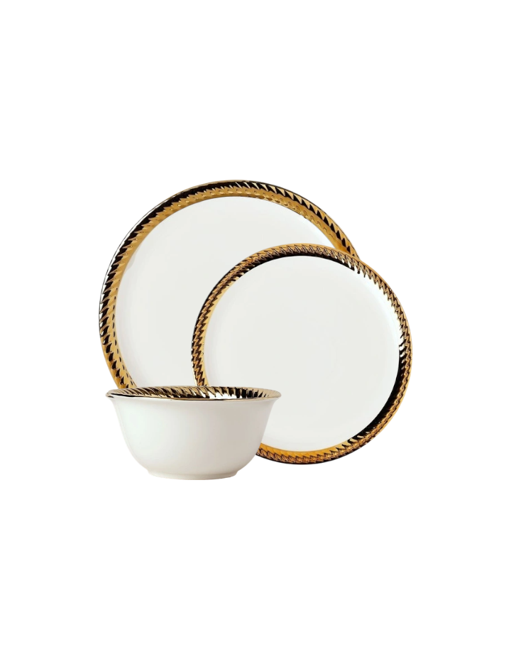 Ripple Edge Dinner Set - Gold