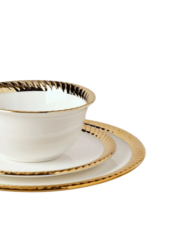 Ripple Edge Dinner Set - Gold