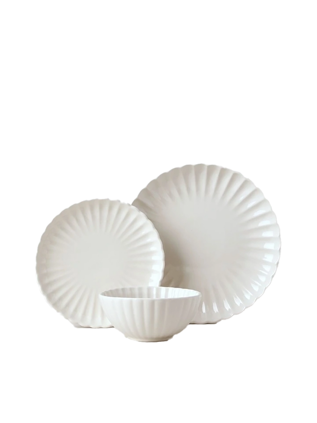 Ruffle Dinner Set - White