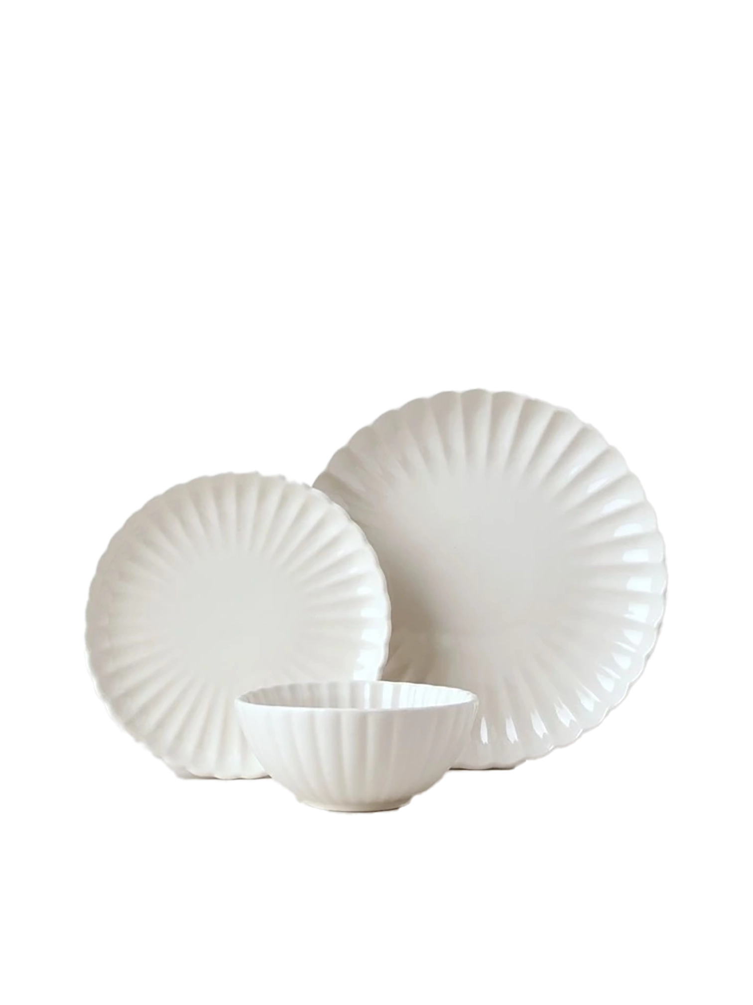 Ruffle Dinner Set - White