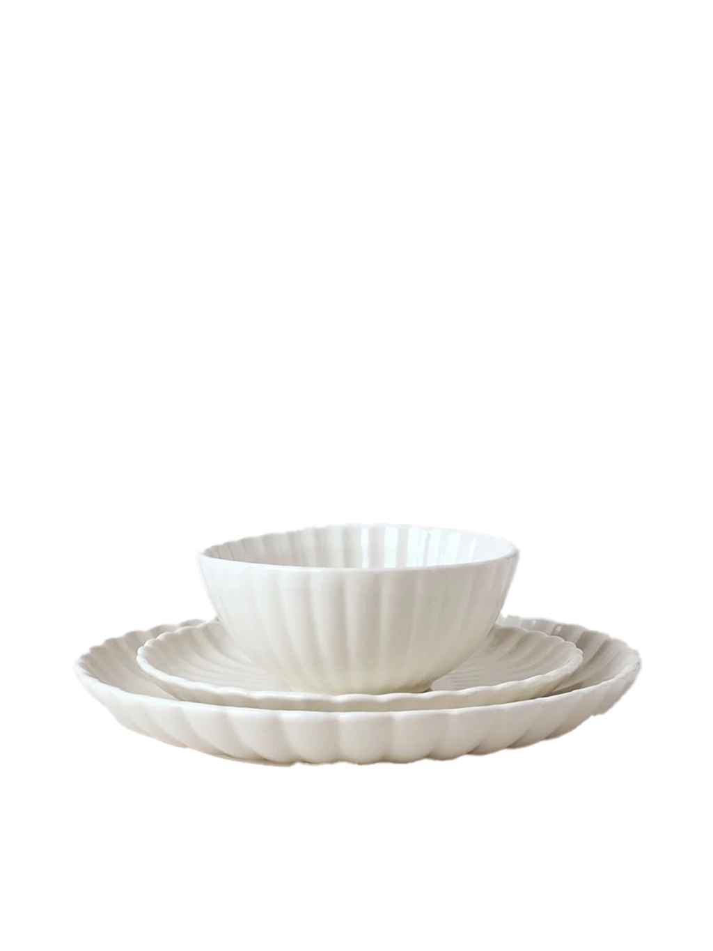 Ruffle Dinner Set - White