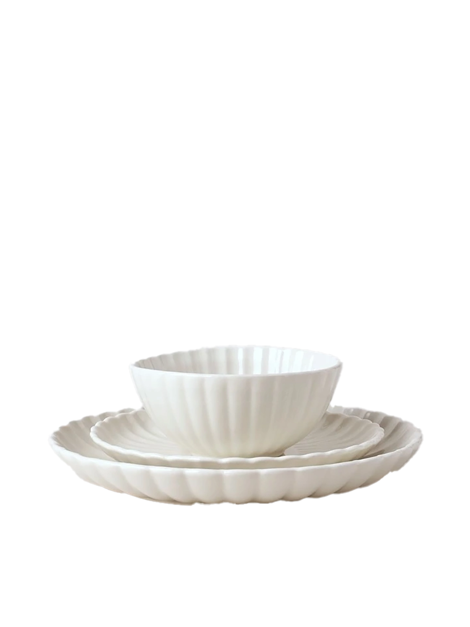 Ruffle Dinner Set - White