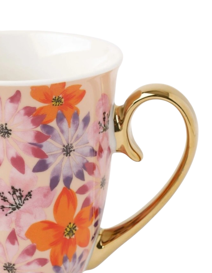 Maisie Floral Footed Mug in Bright Pink