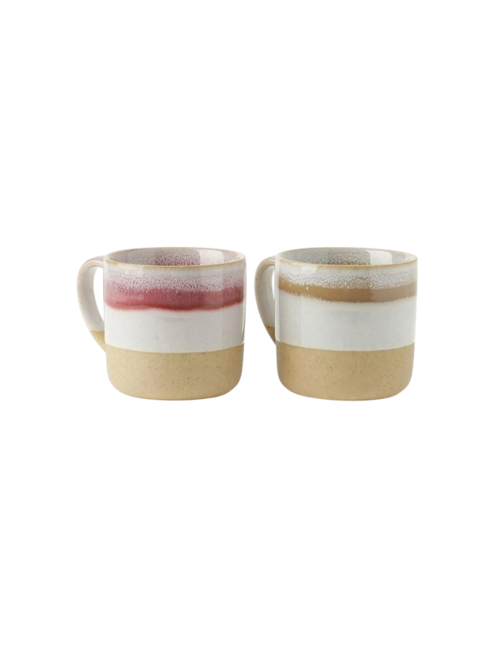 Chadwick Wiped Edge Mug Set of 2 - White/Cherry