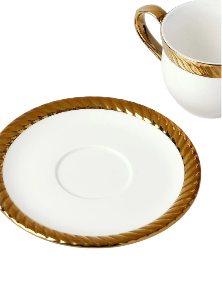 Ripple Edge Cup & Saucer - Gold