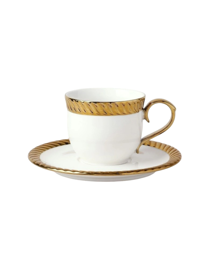 Ripple Edge Cup & Saucer - Gold