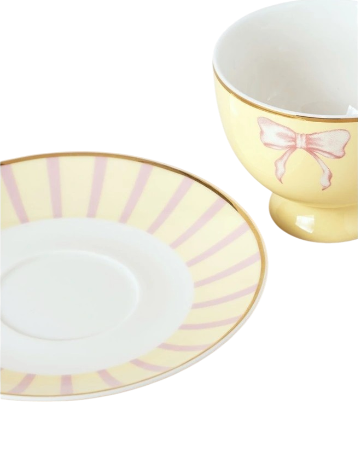 Iris Tea Story Cup & Saucer Set in Yellow