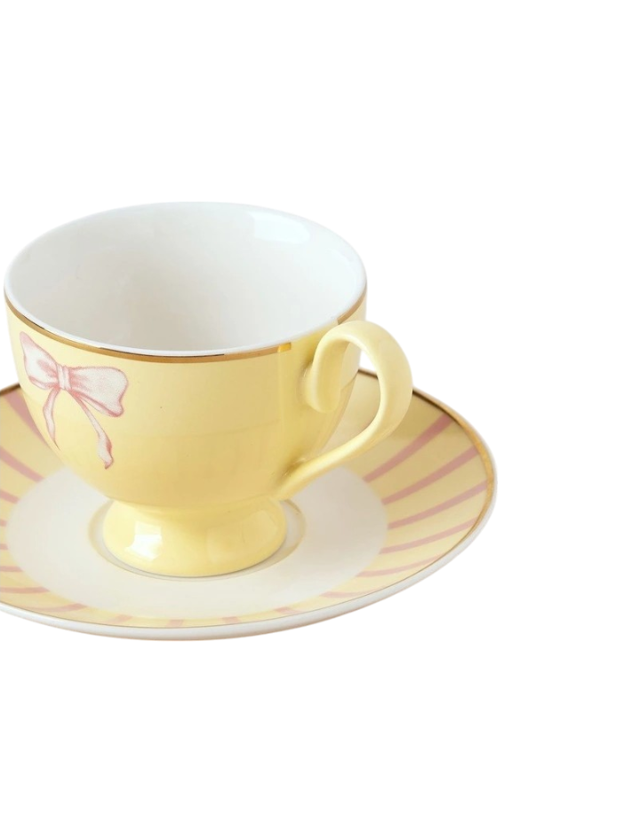 Iris Tea Story Cup & Saucer Set in Yellow