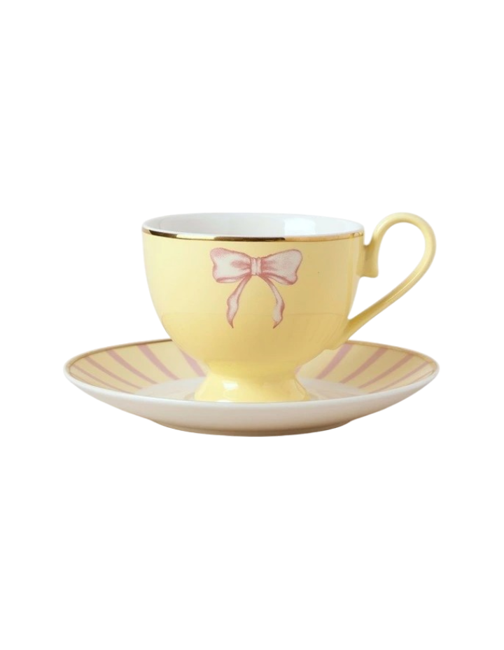 Iris Tea Story Cup & Saucer Set in Yellow