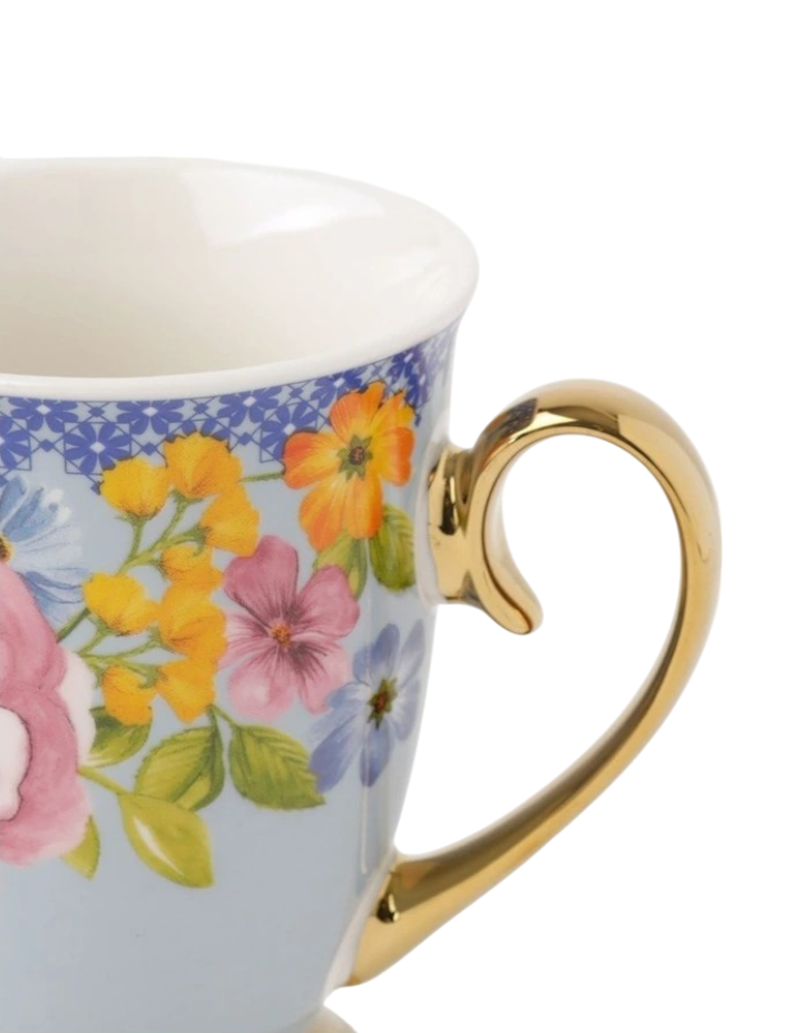 Maisie Floral Footed Mug in Blue