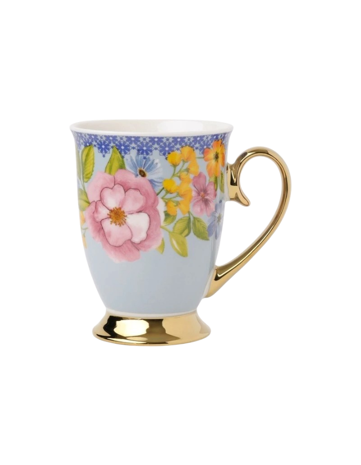 Maisie Floral Footed Mug in Blue