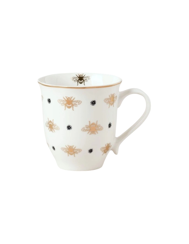 Honey Bee Mug Set of 2 in Black/Gold