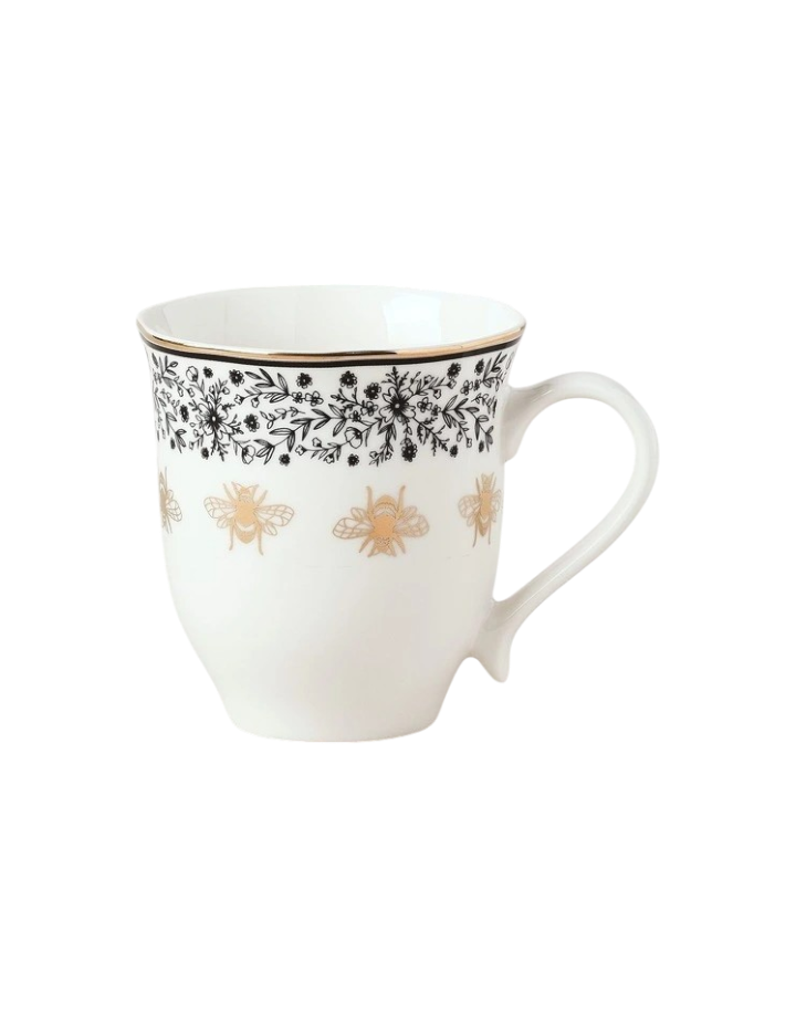 Honey Bee Mug Set of 2 in Black/Gold