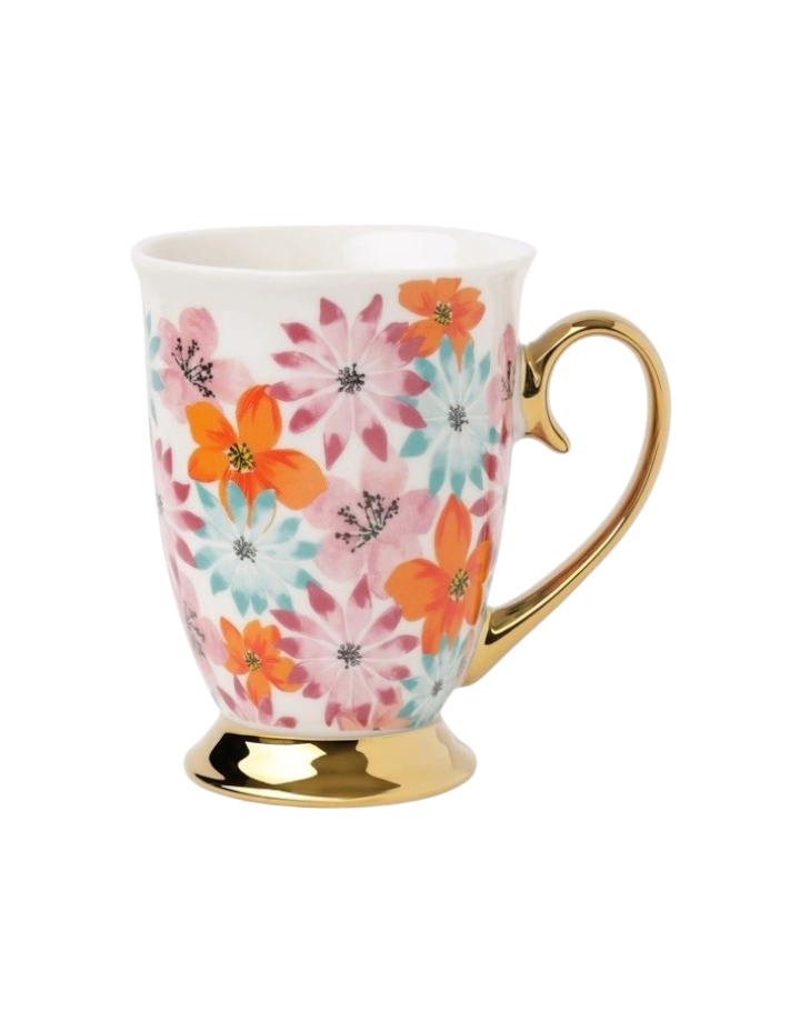 Maisie Floral Footed Mug Floral in Pink