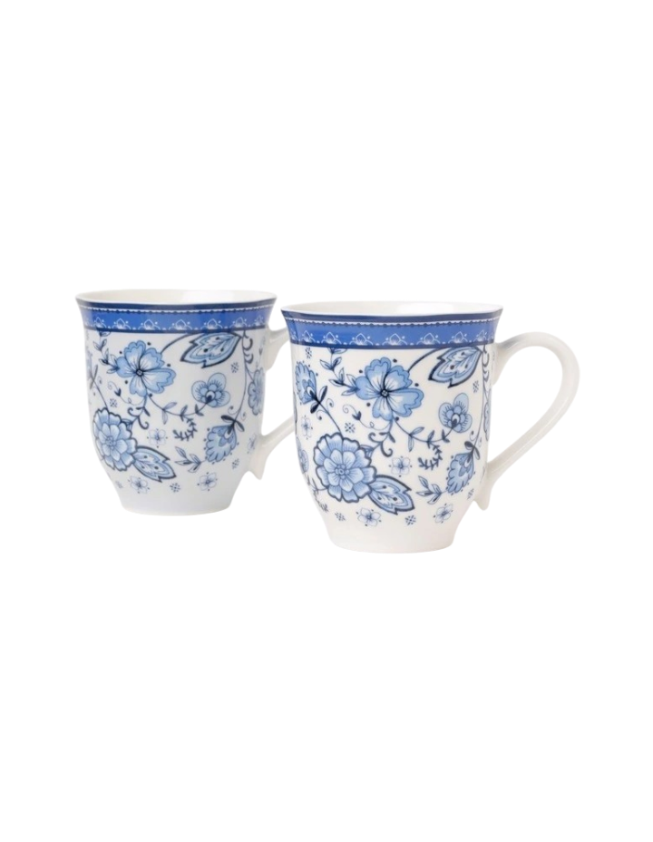 Indigo Floral Mug Set of 2 in Blue
