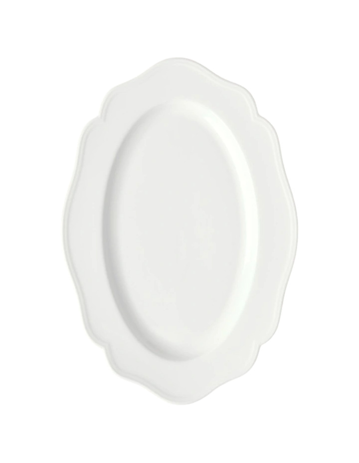 Scalloped Oval Plate in White