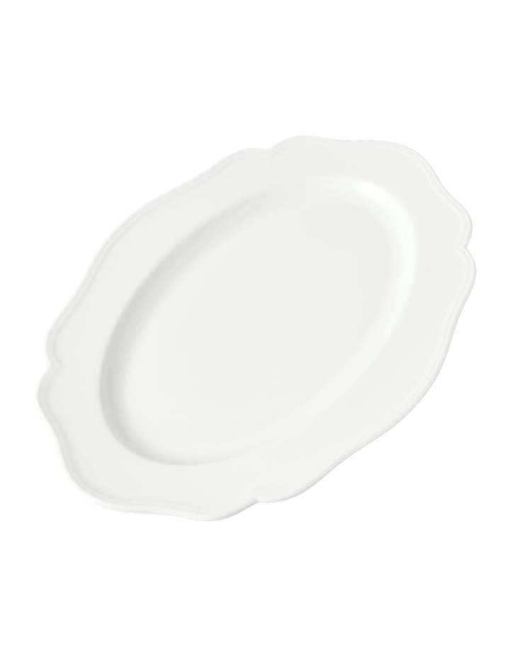 Scalloped Oval Plate in White