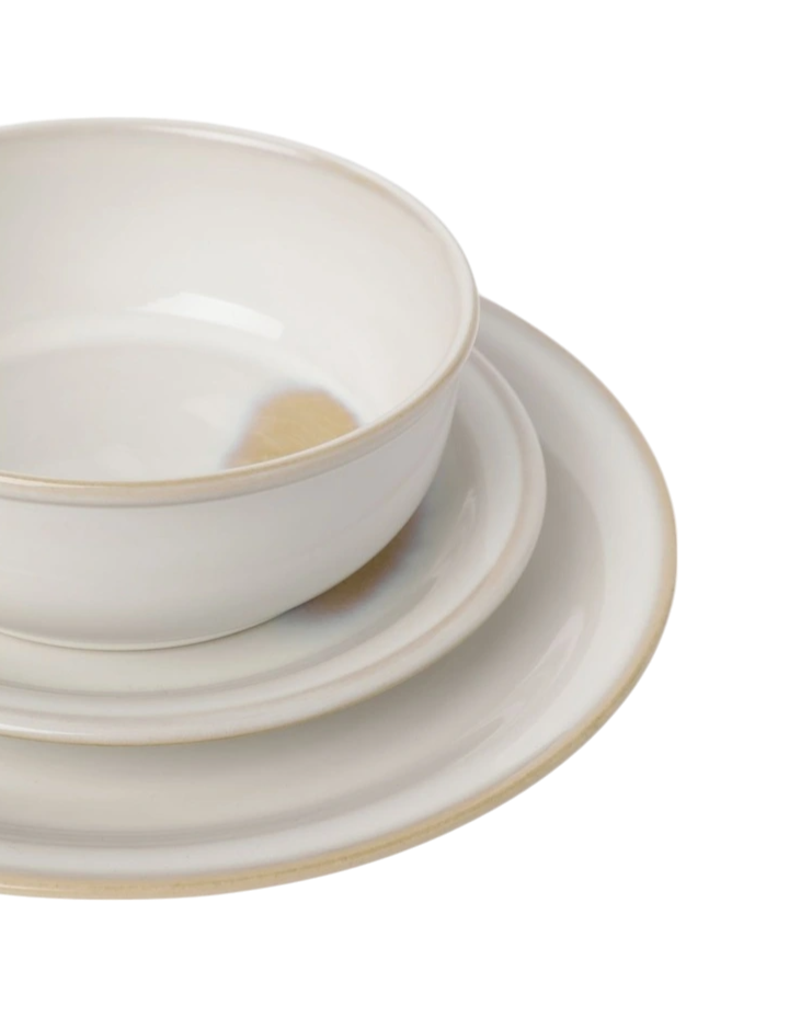 Moon White 12pc Dinner Set Reactive Glaze in White/Yellow