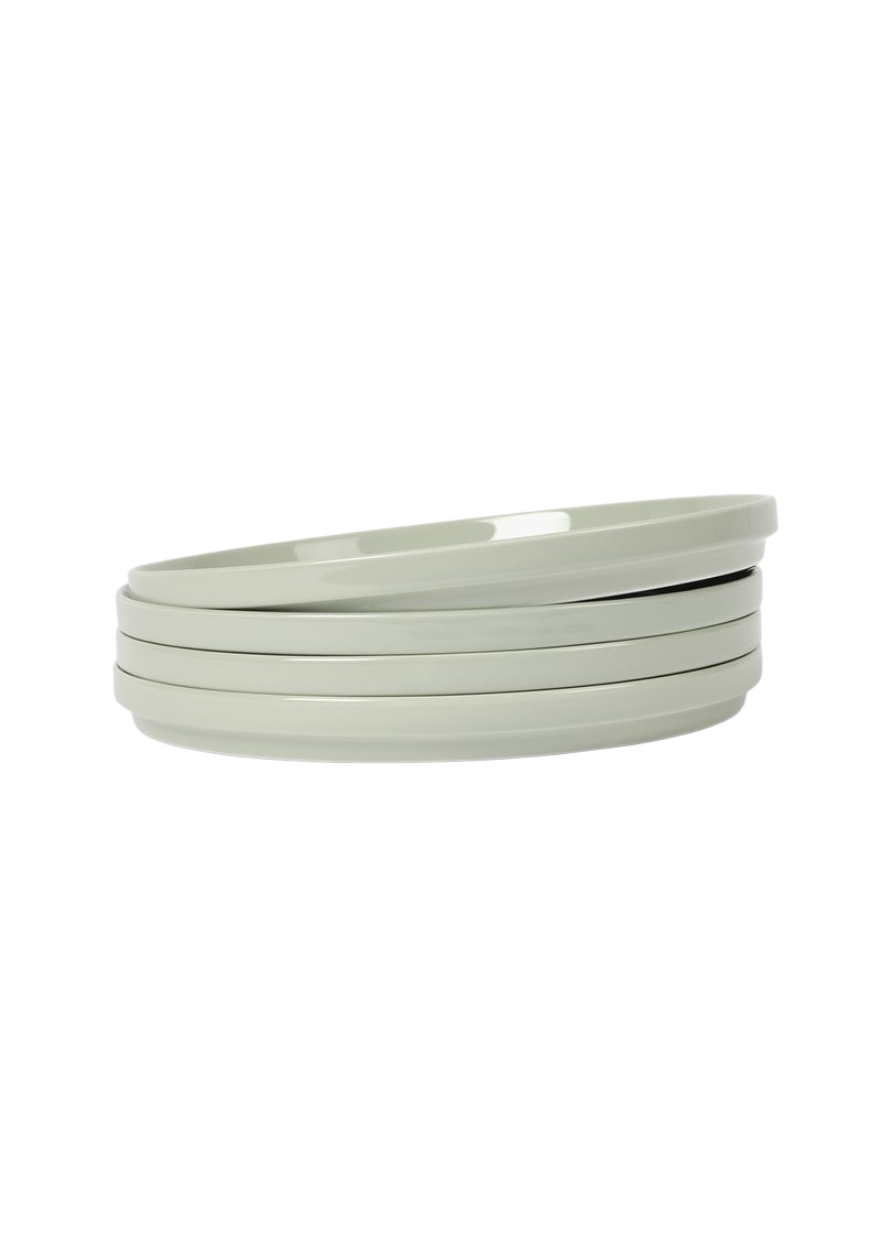 Hawthorne Stacked Porcelain Dinner Plates 4 Piece Set in Green