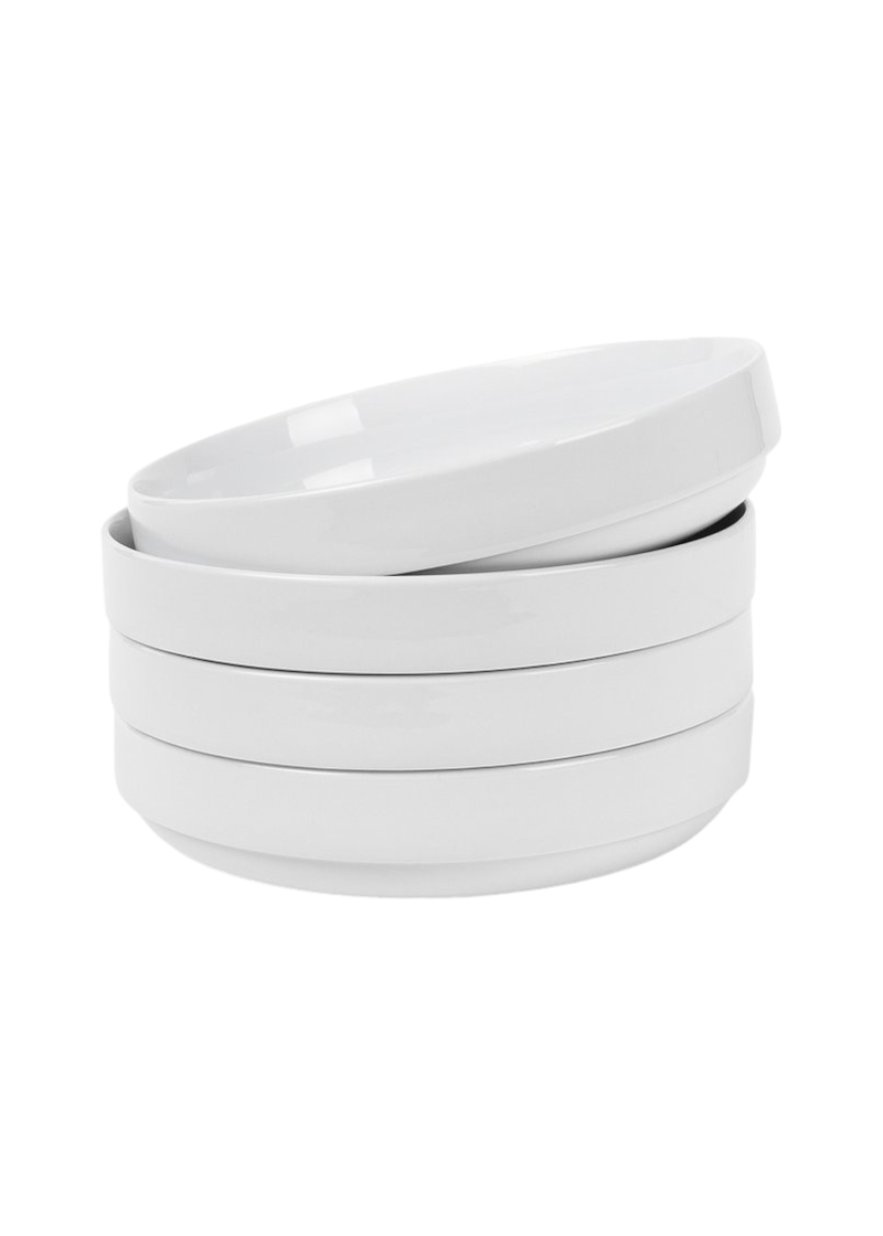 Hawthorne Stacked Porcelain Pasta Bowls 4 Piece Set - White