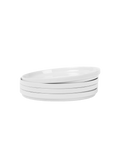 Hawthorne Stacked Porcelain Dinner Plates 4 Piece Set in White