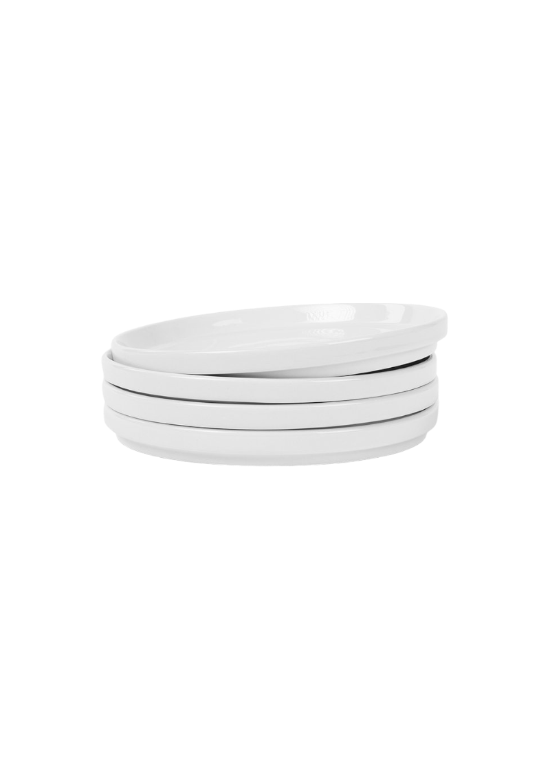 Hawthorne Stacked Porcelain Side Plates 4 Piece Set in White