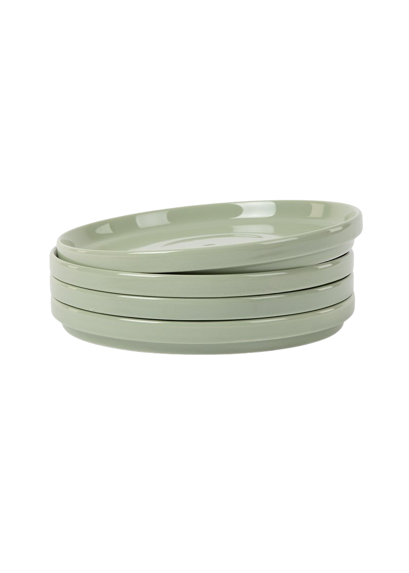 Hawthorne Stacked Porcelain Side Plates 4 Piece Set in Green