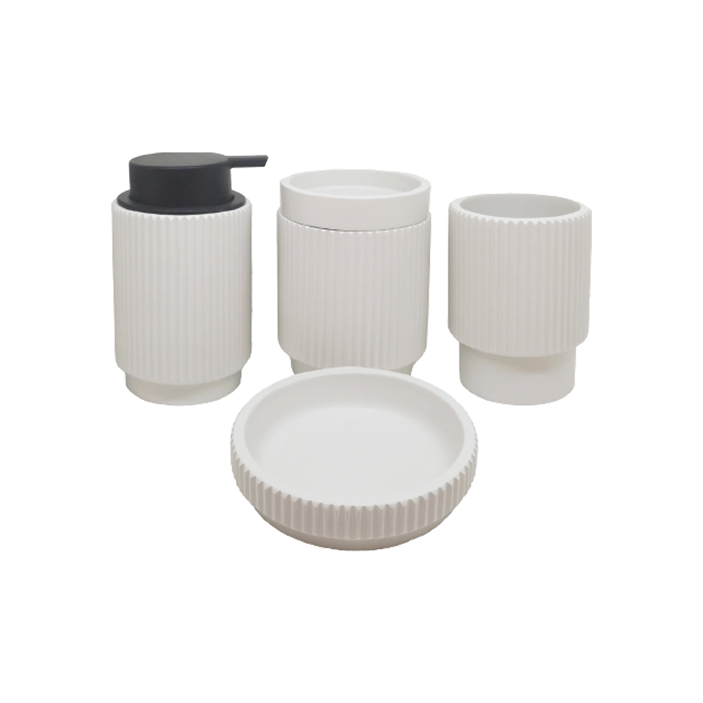 Dexter Ribbed Bathroom Set - White