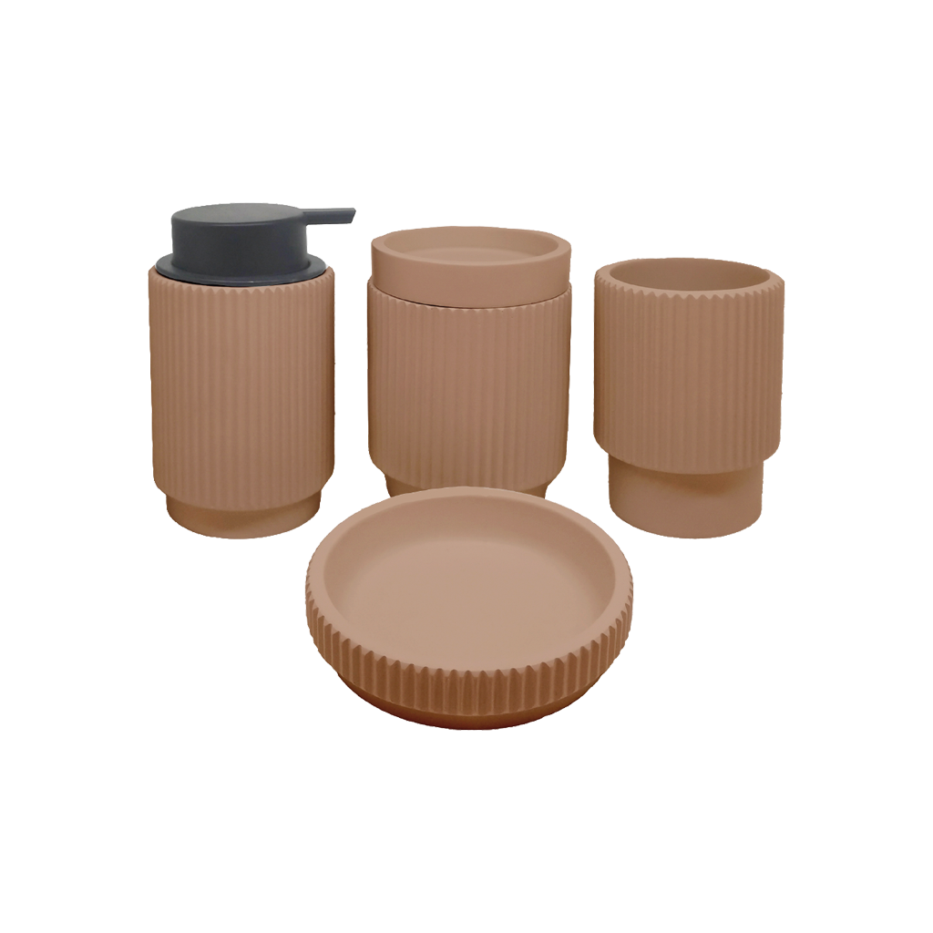 Dexter Ribbed Bathroom Set - Clay