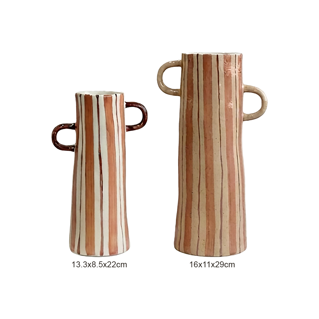 Amari  Stripe Vase - Toffee