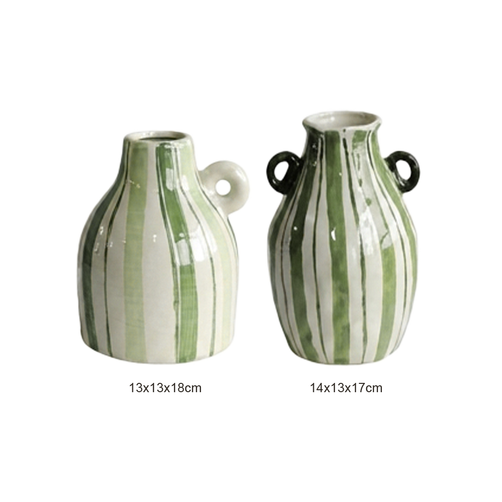Amara Stripe Vase - Green