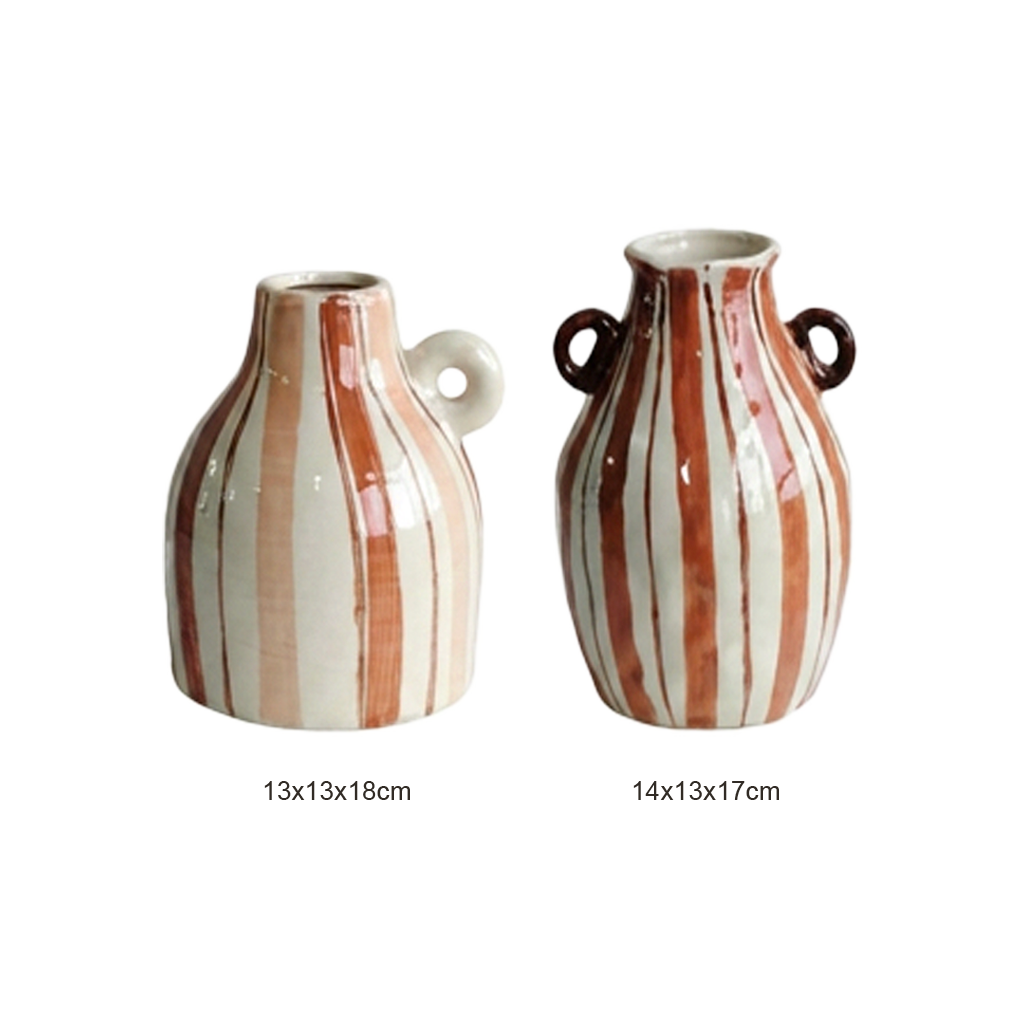 Amara Stripe Vase - Toffee