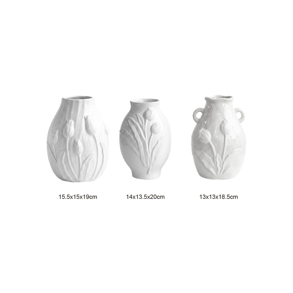 Figural Tulip White Vase