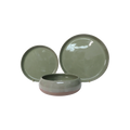 Bubble Wiped Edge Dinner Set with Deco Base - Olive