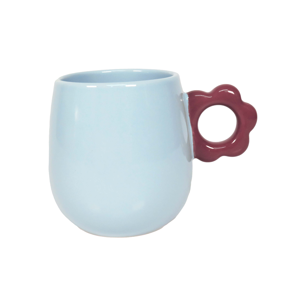 Daisy Handle Mug - Blue / Maroon