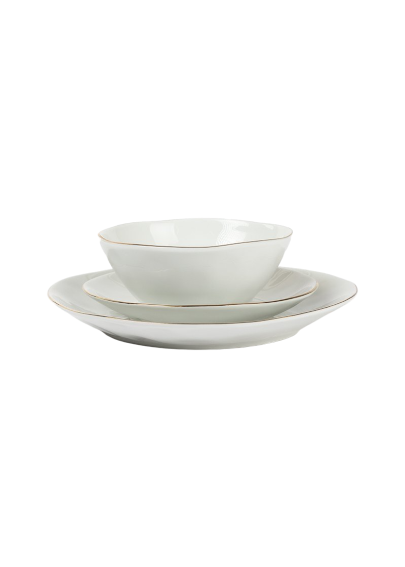 Organic Gold Rim Porcelain Bowl