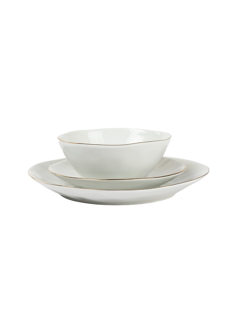Organic Gold Rim Porcelain Dinner Plate