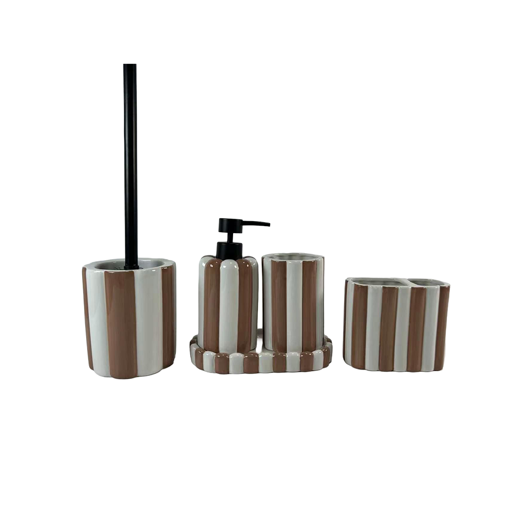 Stripe Brown Bathroom Set